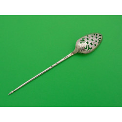 Silver flower picture back mote spoon 1750