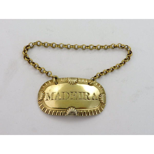 Silver gilt Madeira bottle ticket London 1827 Charles Rawlings