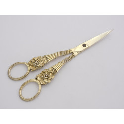 Silver gilt Vine pattern grape scissors Eley Fearn