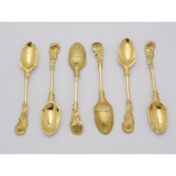 Silver gilt naturalistic teaspoons