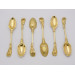 Silver gilt naturalistic teaspoons