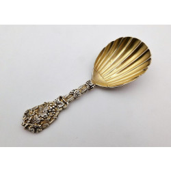 Silver gilt vine caddy spoon London 1874 by Lias v3