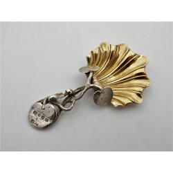 Silver lily pad caddy spoon Birmingham 1857 Hilliard Thomason