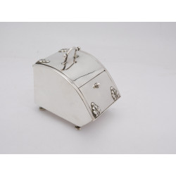 Silver novelty inkwell stamp holder scuttle