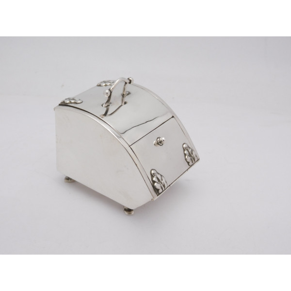 Silver novelty inkwell stamp holder scuttle