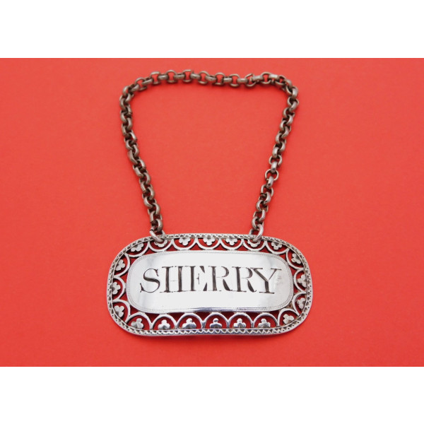 Silver sherry wine label by Phipps and Robinson