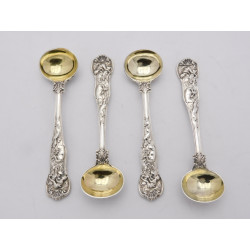 Silver stag hunt pattern salt spoons 1826 Eley