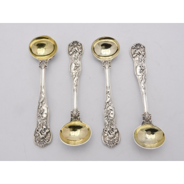Silver stag hunt pattern salt spoons 1826 Eley