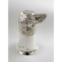 Silver stirrup Cup as retriever dog Sheffield 1978 v2