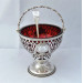 Silver sugar basket with cranberry glass liner London 1876