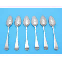 Silver teaspoons with hen picture back by Fogelberg