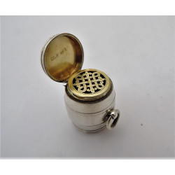 Silver vinaigrette barrel form by Henry Dee