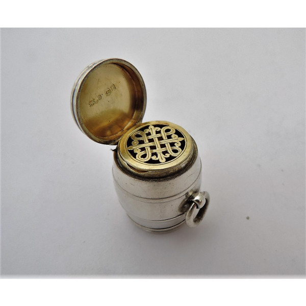Silver vinaigrette barrel form by Henry Dee
