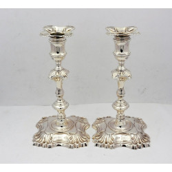 Simon Jouet pair silver candlesticks London 1747