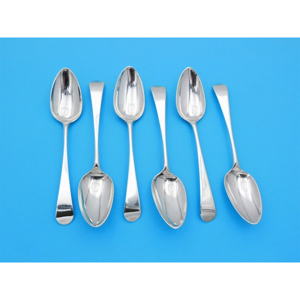 Six Old English silver dessert spoons London 1759 by Ebenezer Coker Thomas Hannam