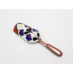 Soviet Union silver champleve enamel caddy spoon
