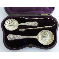 Stag Hunt pattern silver gilt tea equippage set by Lias Wakely