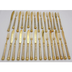 Suite of silver gilt and pearl fruit eaters London 1935 GSCoLtd