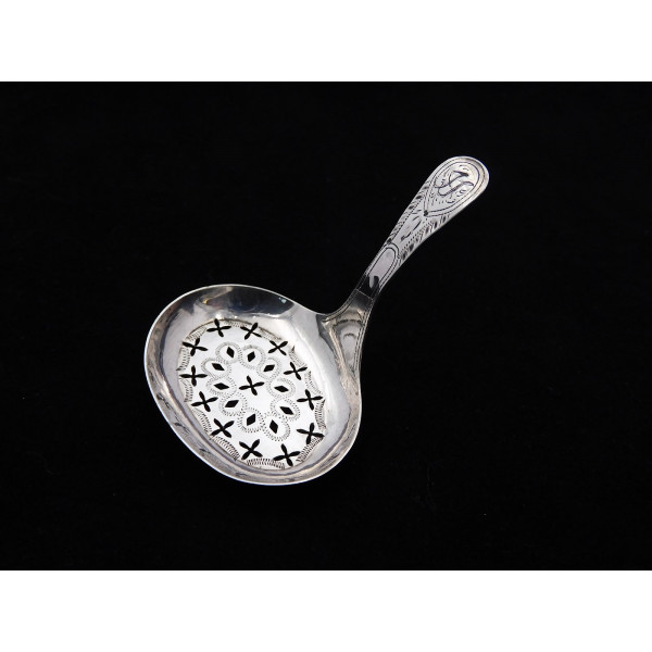 Thomas Willmore pierced silver caddy spoon Birmingham 1800