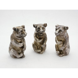 Three Bears Novelty silver condiment set by Barnards