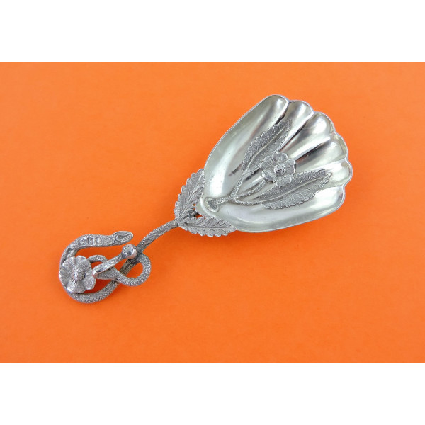 Victorian silver caddy spoon Birmingham 1854 Hilliard Thomason