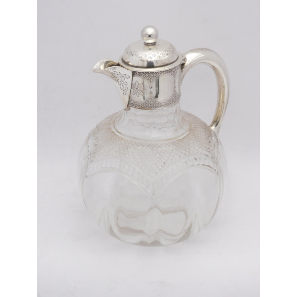 Victorian silver mounted claret Jug 1891