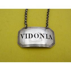 Vidonia Silver Wine Label Birmingham 1826 by Joseph Willmore