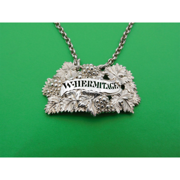 White Hermitage Silver Wine Label London 1825 Rawlings