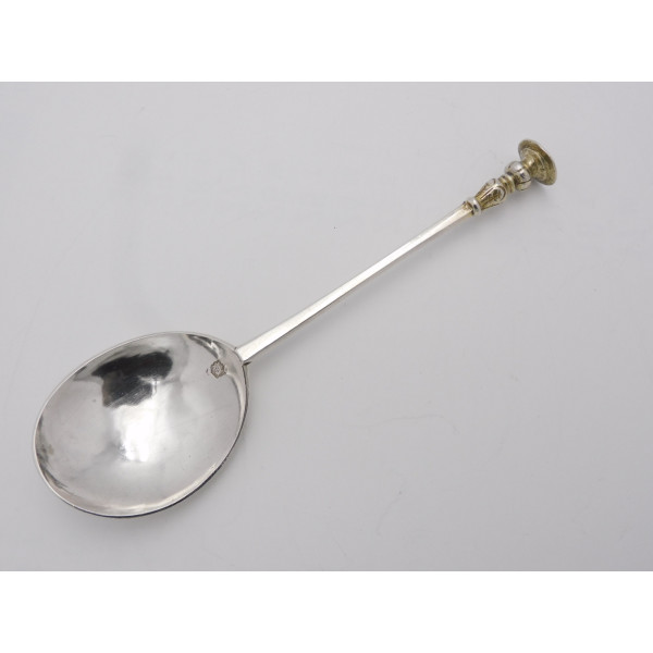 William Cary silver baluster seal top spoon 1840