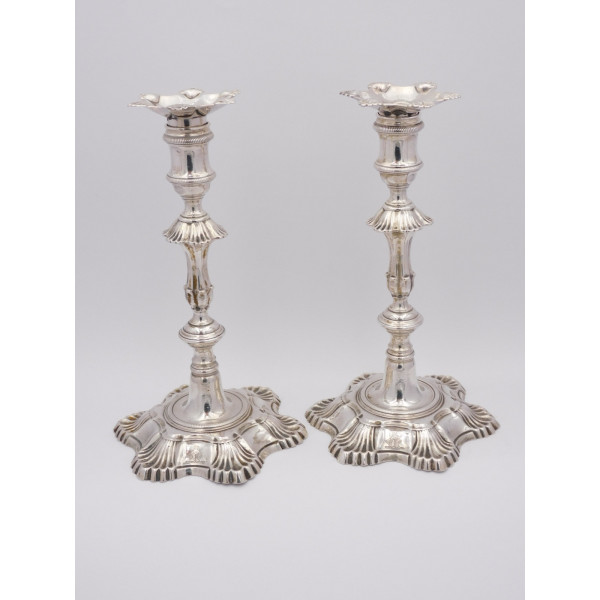 cast Georgian silver candlesticks london 1756