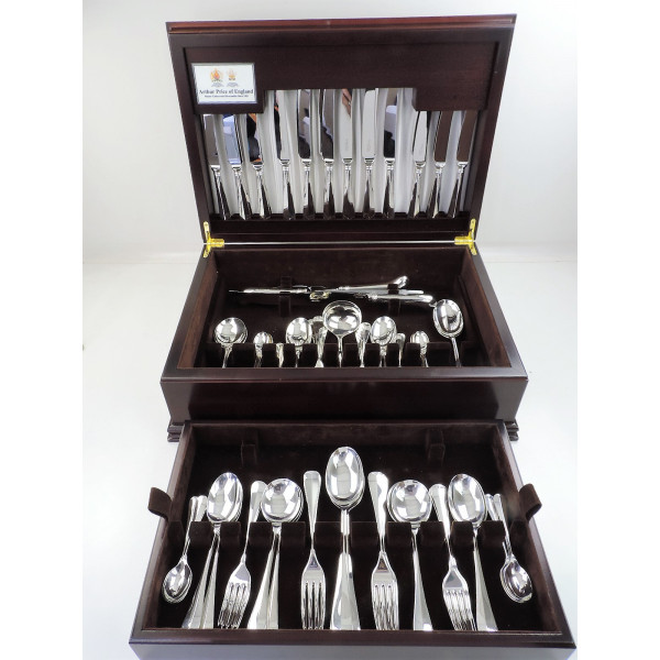 arthur price hanoverian rattail silver canteen of cutlery sheffield