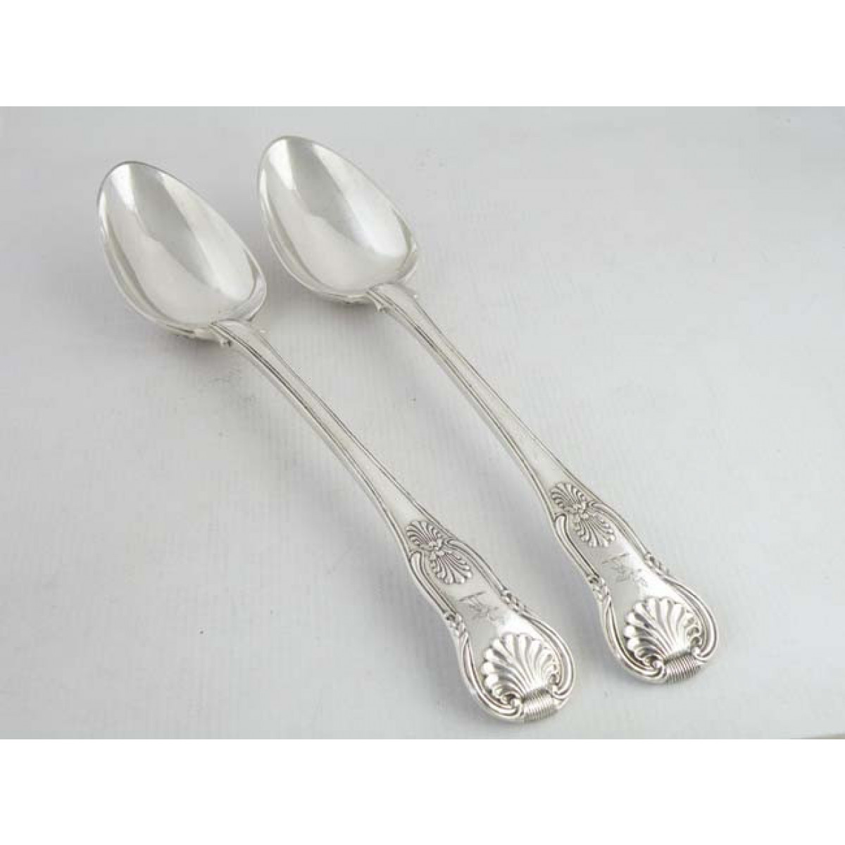 Pair Of Kings Pattern Basting Spoons 1825 Antique Silver Spoons