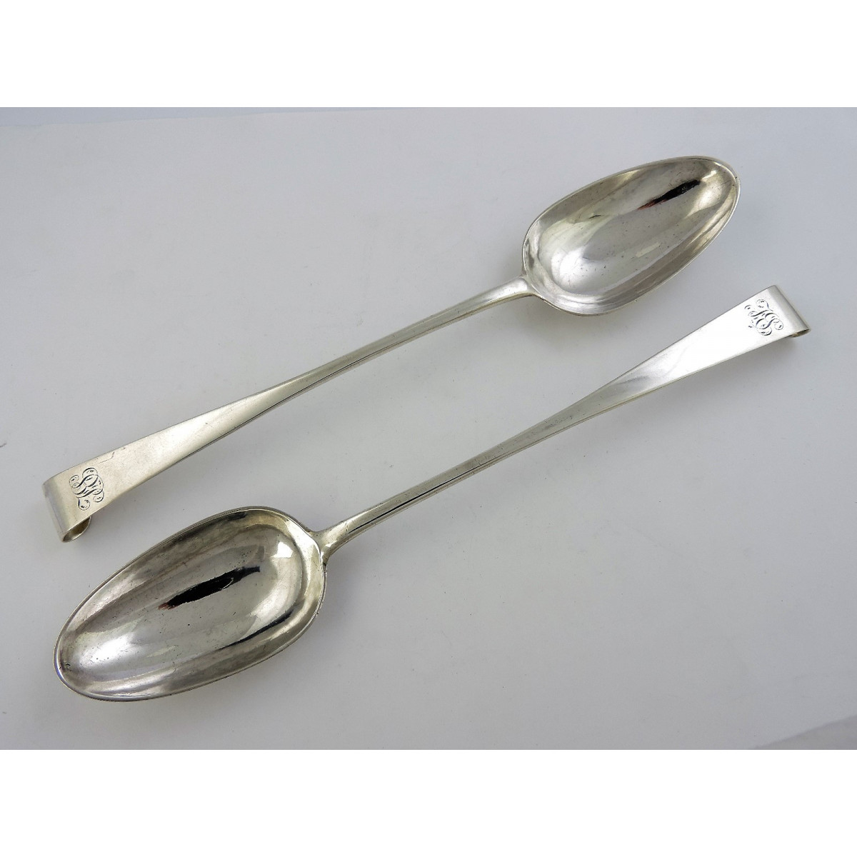 Pair Cork Hook End Basting Spoons » Antique Silver Spoons