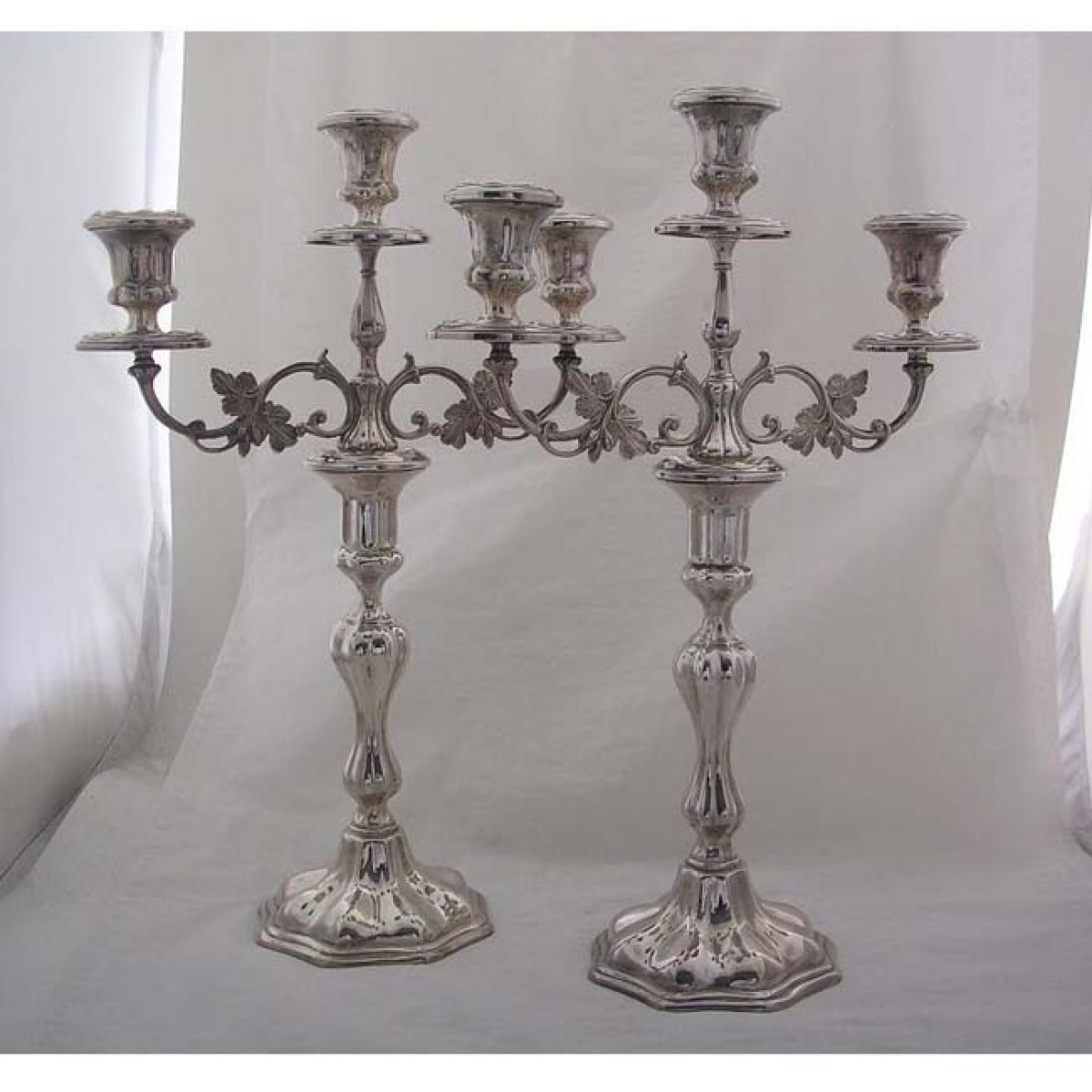 Pair Royal Irish Cast Silver Candelabra, » Antique Silver Spoons