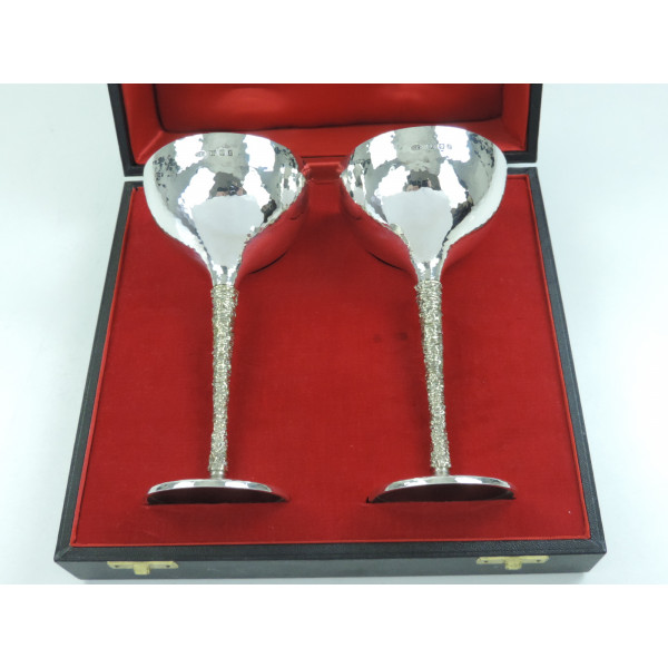 Cased Pair of Stuart Devlin Champagne Flutes » Antique Silver Spoons