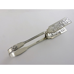 fiddle thread husk silver asparagus tongs by mary chawner