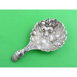 floral silver caddy spoon sheffield 1850 by aaron hadfield
