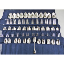 georgian silver canteen of fiddle cutlery by william eaton.