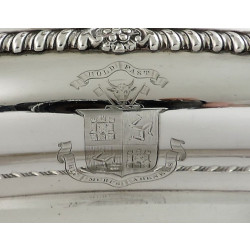 mccleod coat of arms on silver entree dish crested armorial