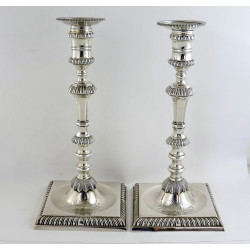 pair georgian square based candlestick london 1759 william cafe