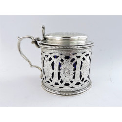 pierced silver drum mustard pot london 1874 by barnards