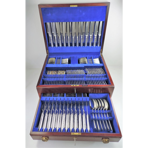silver canteen of cutlery by garrard