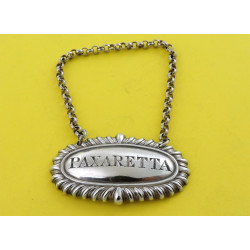 silver paxaretta wine label london 1871 william summers bottle ticket