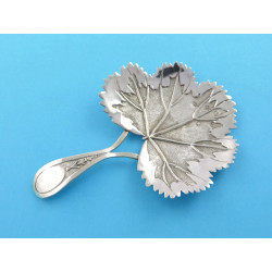 silver strawberry leaf caddy spoon by matthew linwood