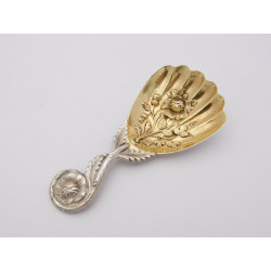 silver caddy spoon Sheffield 1856 Martin Hall co